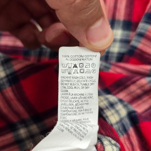 Lucky Brand Shirt Mens Large Red Plaid Button Up Long Sleeve Flannel Western - Picture 6 of 8